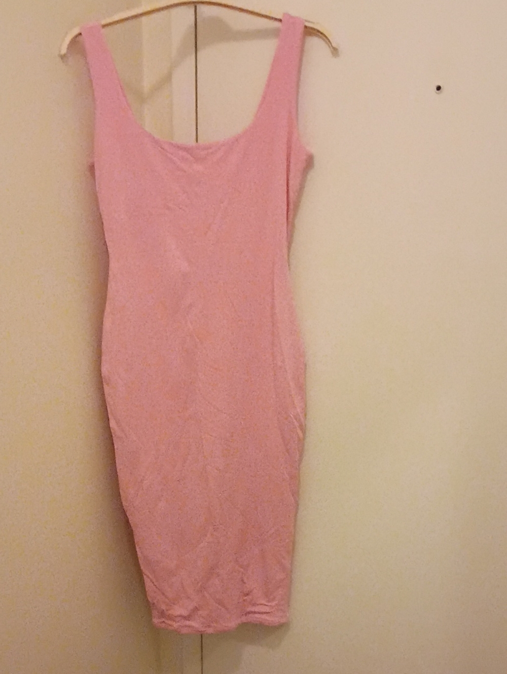 naked wardrobe Pink Scoop-Neck Midi Bodycon Dress